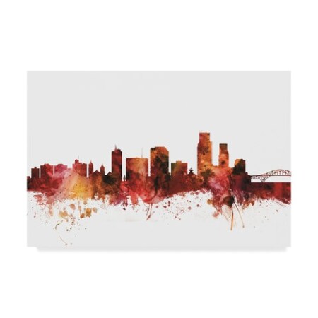 Michael Tompsett 'Corpus Christie Texas Skyline Red' Canvas Art,12x19